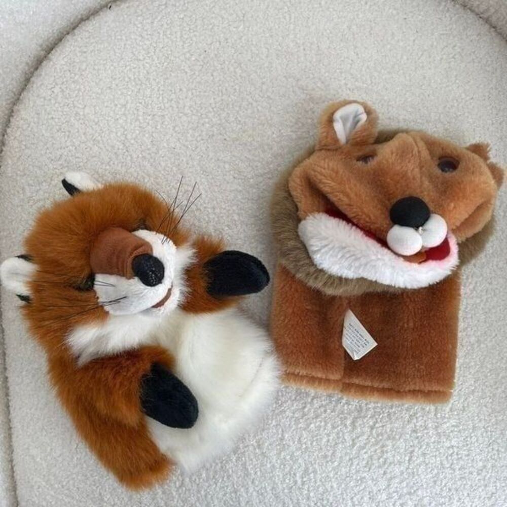 2 Hand Puppets Folkmanis Fox Lion
